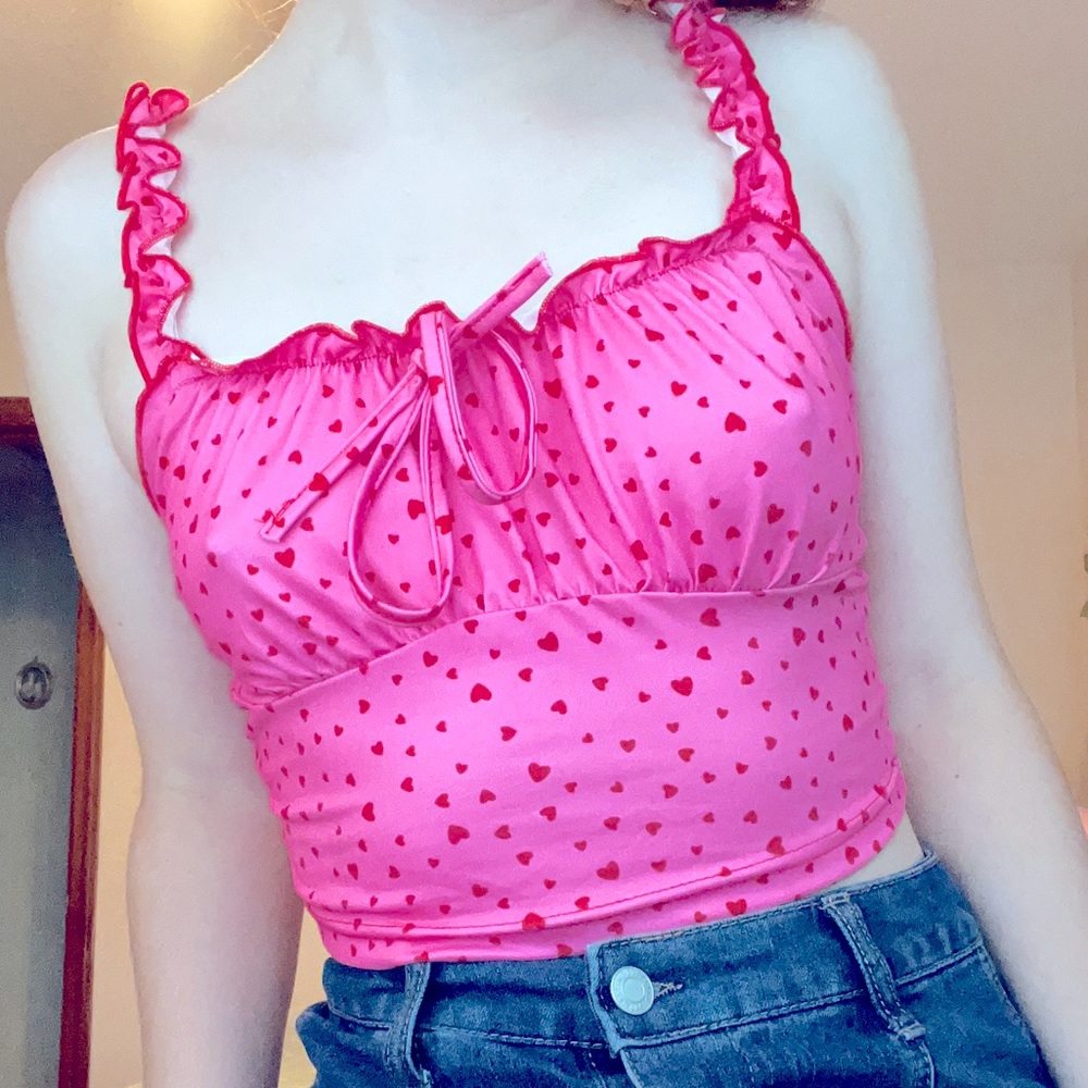 💕Cute Pink Heart Crop Top💕